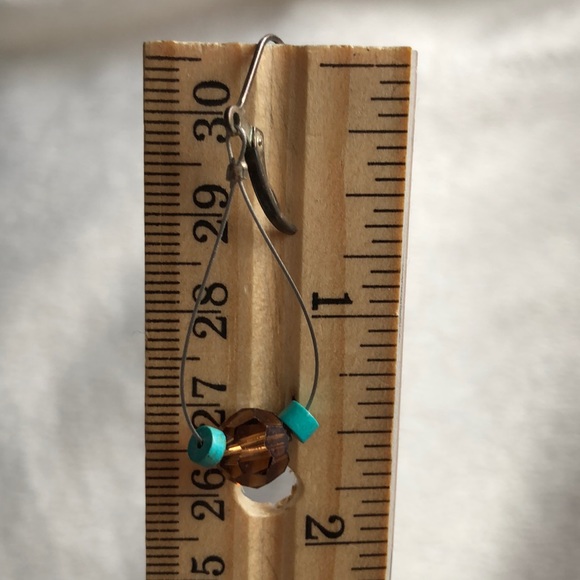 Handmade beaded wire drop earrings w/ Swarovski crystals - Picture 5 of 5